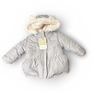 Mayoral Reversible Baby Puffer Coat | Faux Fur | Gray | 4–6M (70 cm)